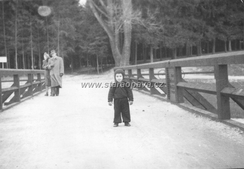 reka (11).jpg - Most u Vojenského splavu v roce 1942.